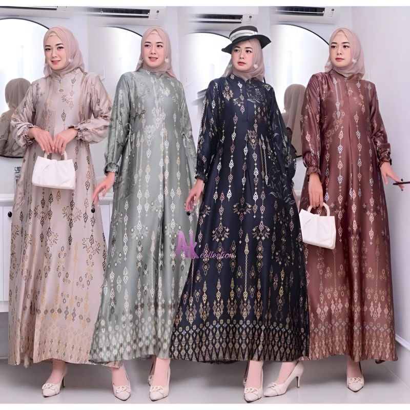 RAINA DRES || GAMIS MOTIF || GAMIS SILK PREMIUM // GAMIS FASHION //GAMIS LEBARAN FASHION