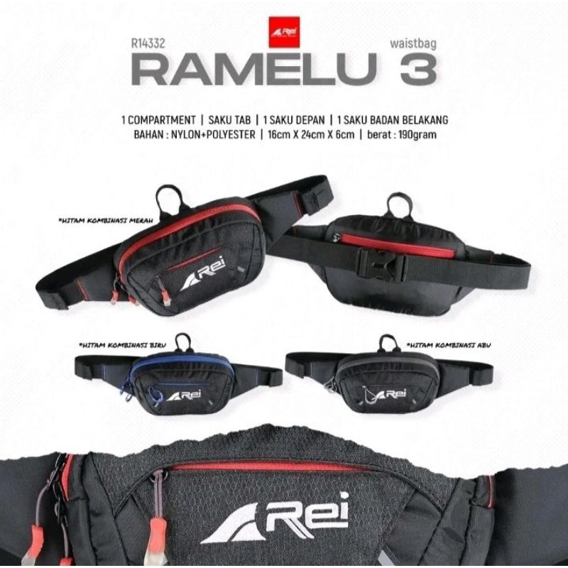 tas pinggang pria ramelu 3 arei outdoorgear/waistbag rei