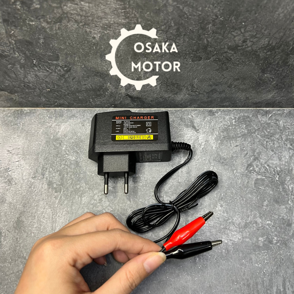 Charger Aki 12 Volt Adaptor Test Lampu Cas Aki Motor Mini Charger Batre Battery Tester Lampu Casan A