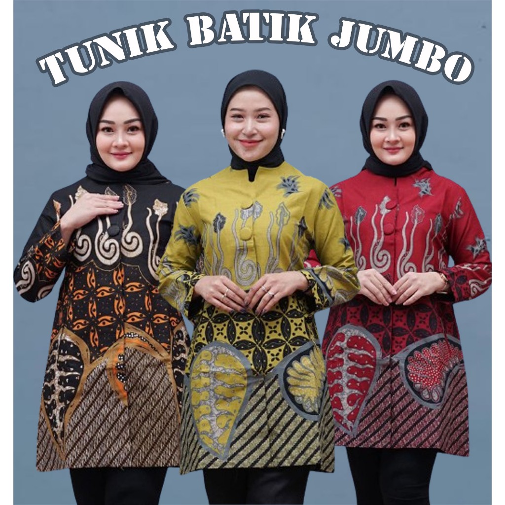 BAJU TUNIK WANITA JUMBO 5L 6L 7L 8L 9L 10L BAJU BATIK TUNIK JUMBO TUNIK JUMBO SERAGAM DINAS  SERAGAM