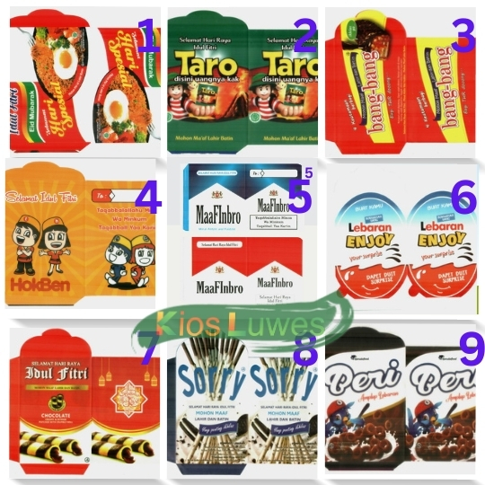 

Amplop Lebaran Unik Angpau Idul Fitri Motif Snack Makanan Ringan