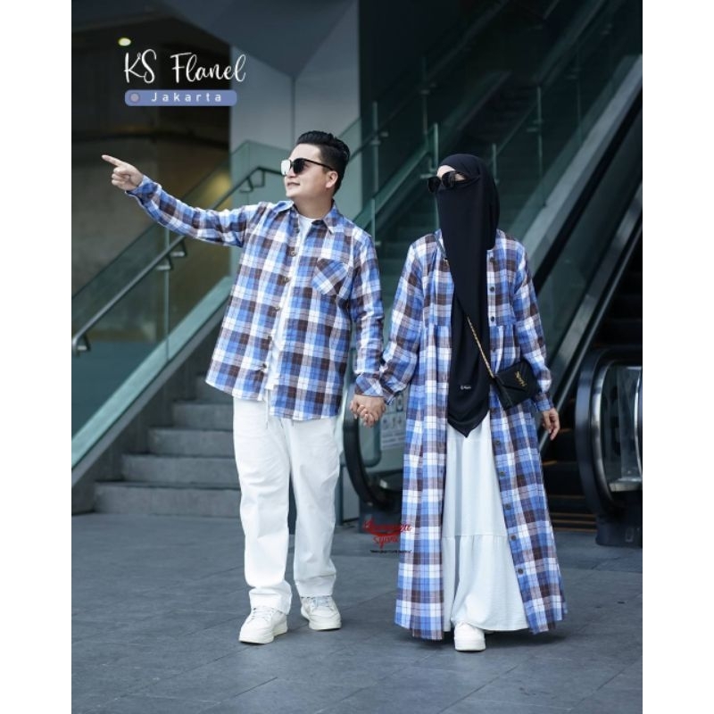 Gamis flanel, kemeja flanel, koko panjang flanel, outer flanel khumaira syari