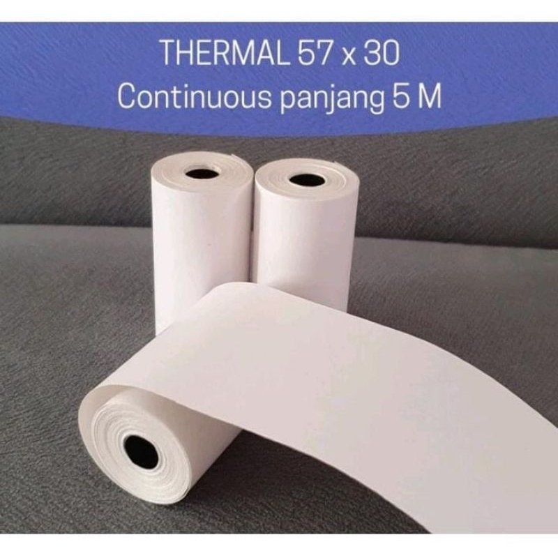 

Kertas Label Stiker Continuous Roll Thermal Sticker 57x30 58x30mm 1Pack 10 Roll