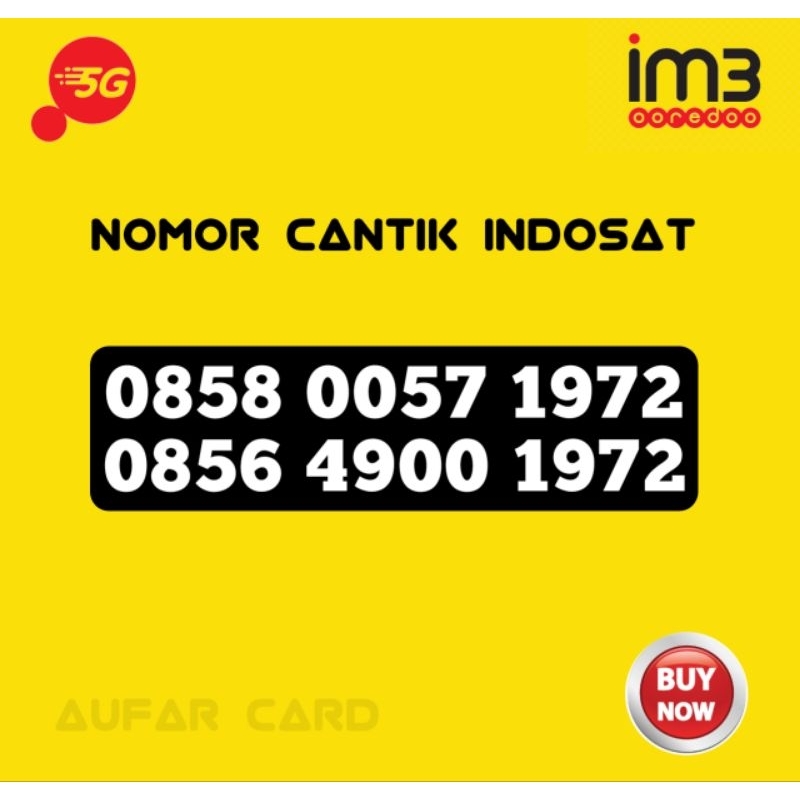 Kartu Perdana Nomor Cantik im3 Tahun lahir 1972