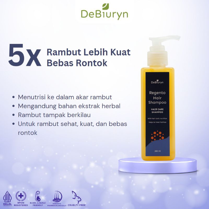DeBiuryn Regento Treatment Shampo  200ml – Tonik Rambut Rontok Parah & Penumbuh Rambut Alami dengan 
