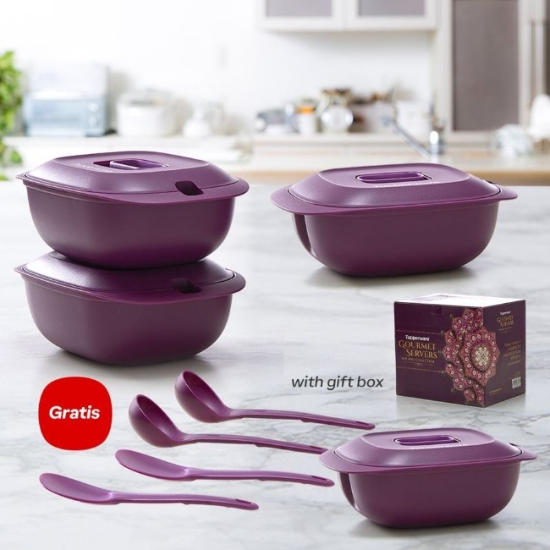 Tupperware Promo Set Blossom Ungu Cantik Elegan Penyajian Makanan