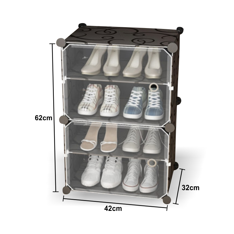 Gratis Ongkir Rak Plastik 4 Susun 2 Pintu Rak Portable Bongkar Pasang Pintu Transparan Susun Rak