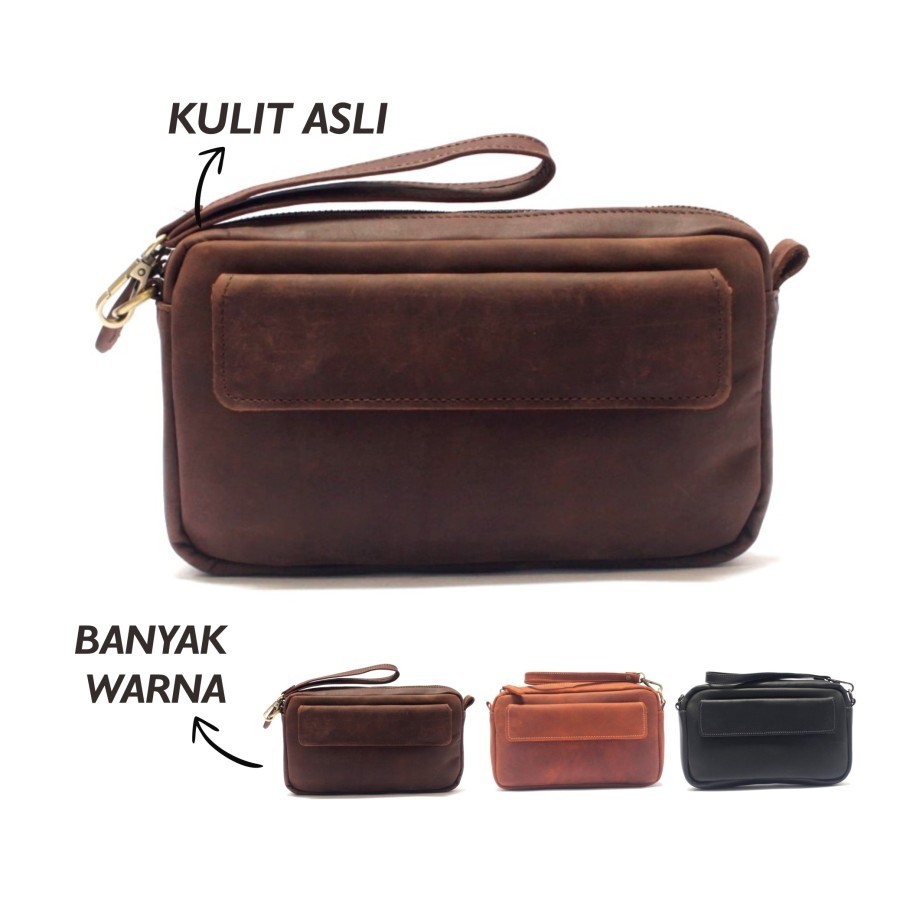 TERBARU cluth pria wanita kulit asli garut -dompet tas tangan asli kulit