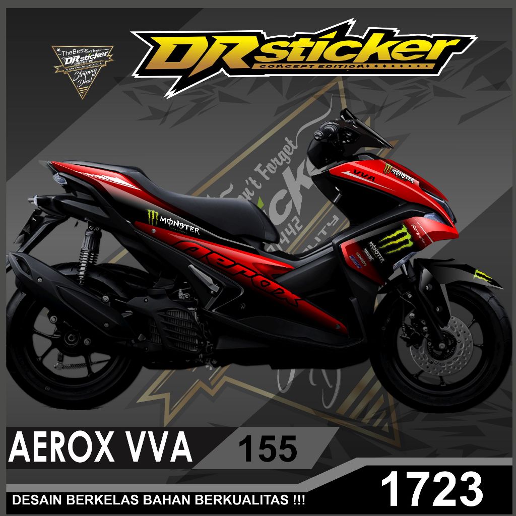 Stiker Untuk Motor Aerox Old Decal Full Body Hitam Merah Aksesoris Kendaraan Keren Terbaru