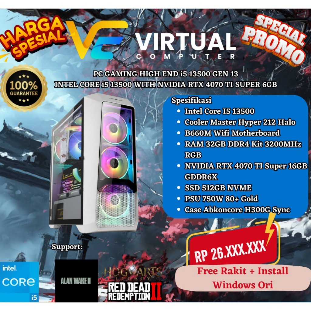 PC GAMING  INTEL CORE i5 13500 WITH NVIDIA RTX 4070 TI SUPER 6GB