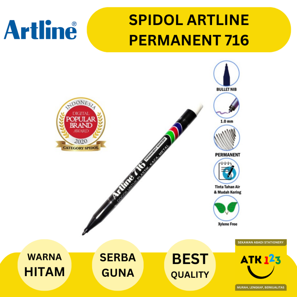 

ARTLINE Spidol Artline Pemanent Marker EK-716 Serbaguna Warna Hitam