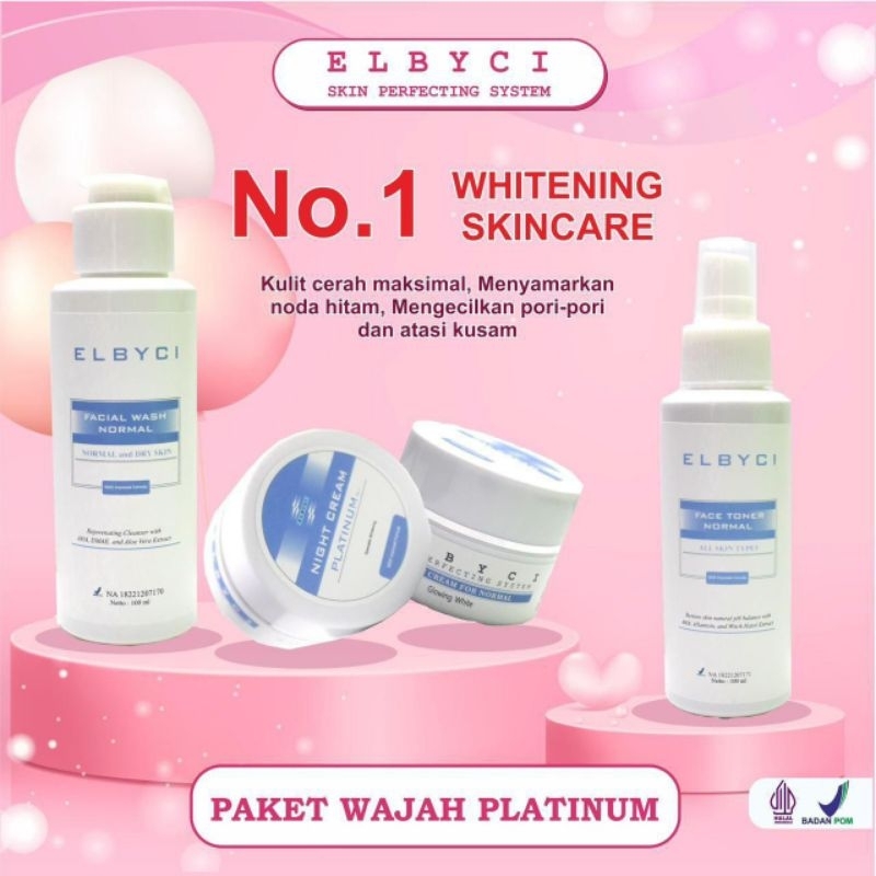 ELBYCI SKINCARE PAKET WHITENING PLATINUM UNTUK KULIT KERING NORMAL