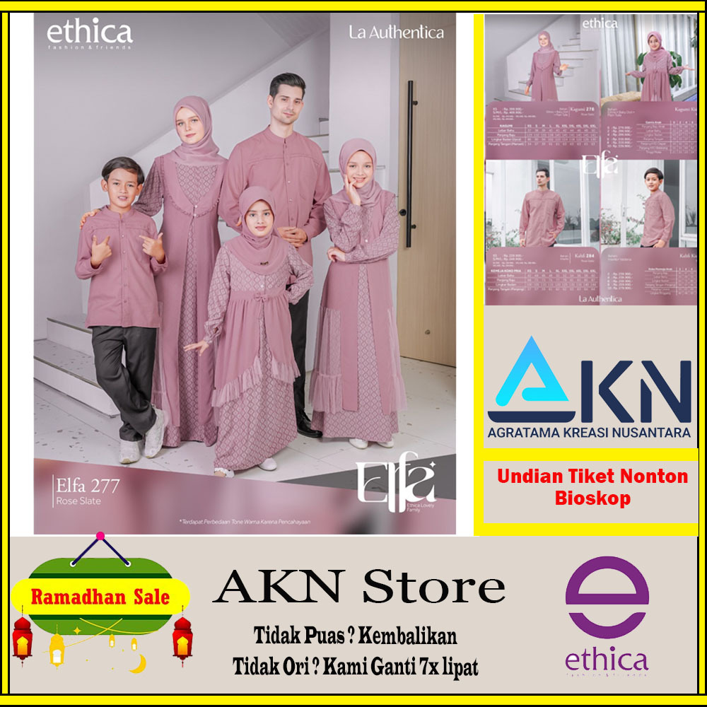 SARIMBIT KELUARGA ETHICA ELFA 277 ROSE SLATE / BAJU SARIMBIT KELUARGA TERBARU 2023