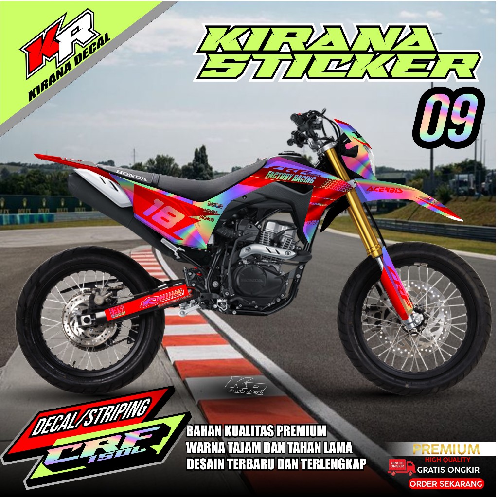 (COD) TERBARU Decal HOLOGRAM CRF 150L Fullbody - Dekal Stiker  HOLOGRAM CRF 150 L desain KRs 09