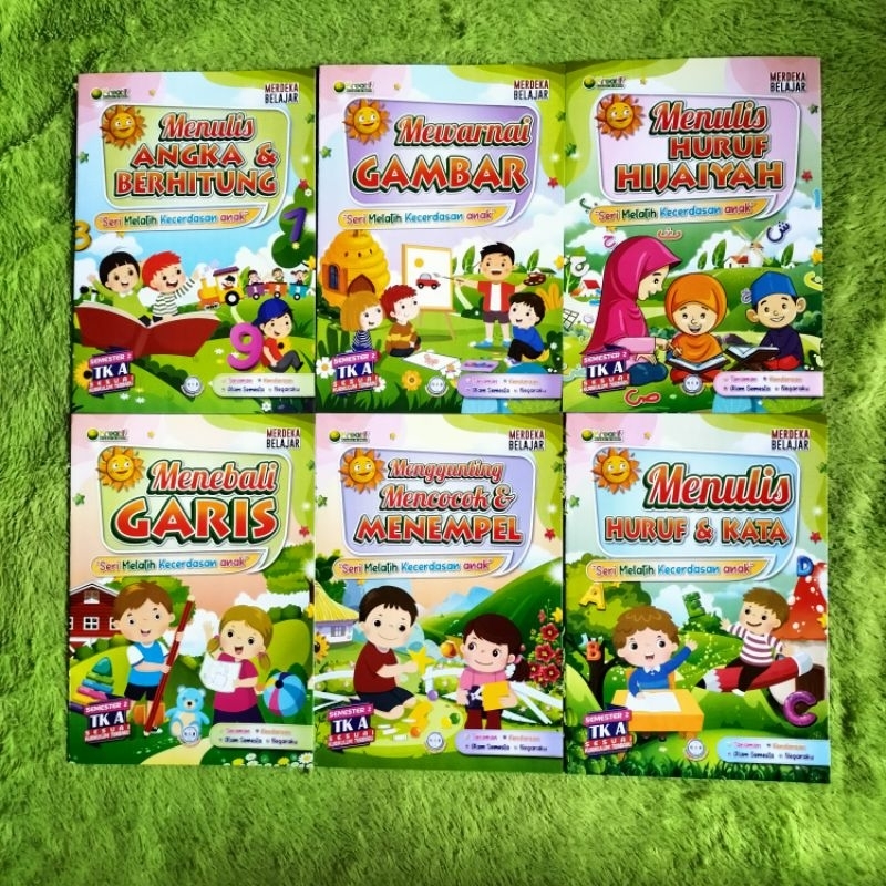 BUKU PAKET PAUD DAN TK ISI 6 SEMESTER 2 TK A MENULIS HURUF & KATA MENEBALI GARIS ANGKA & BERHITUNG M