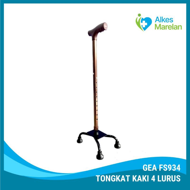 GEA - Tongkat Kaki 4 FS 934 Coklat Lurus / Tongkat Bantu Jalan FS934