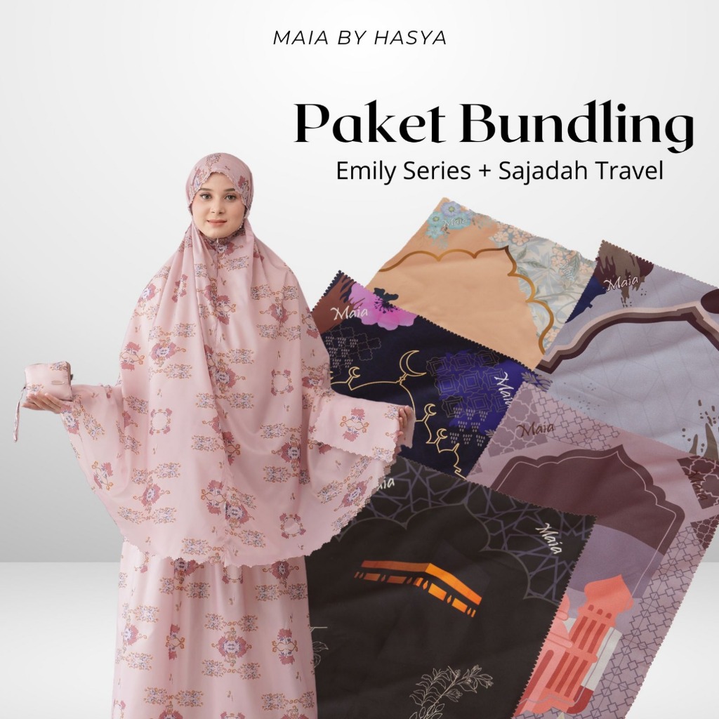 MAIA BY HASYA - [PROMO SPESIAL RAMADHAN IDUL FITRI] Paket Bundling Mukena Emily Series Motif Travell