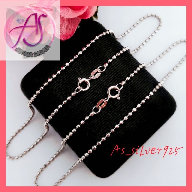 KALUNG ANAK PERAK BIJI LADA 35CM ASLI SILVER 925 LAPIS MAS PUTIH -KALUNG ANAK LAKI PEREMPUAN