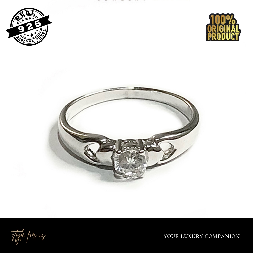 Diamond Love - Cincin Perak Silver 925 ASLI Lapis Emas Putih kode A6 - Style for Us Jewelry - CINCIN
