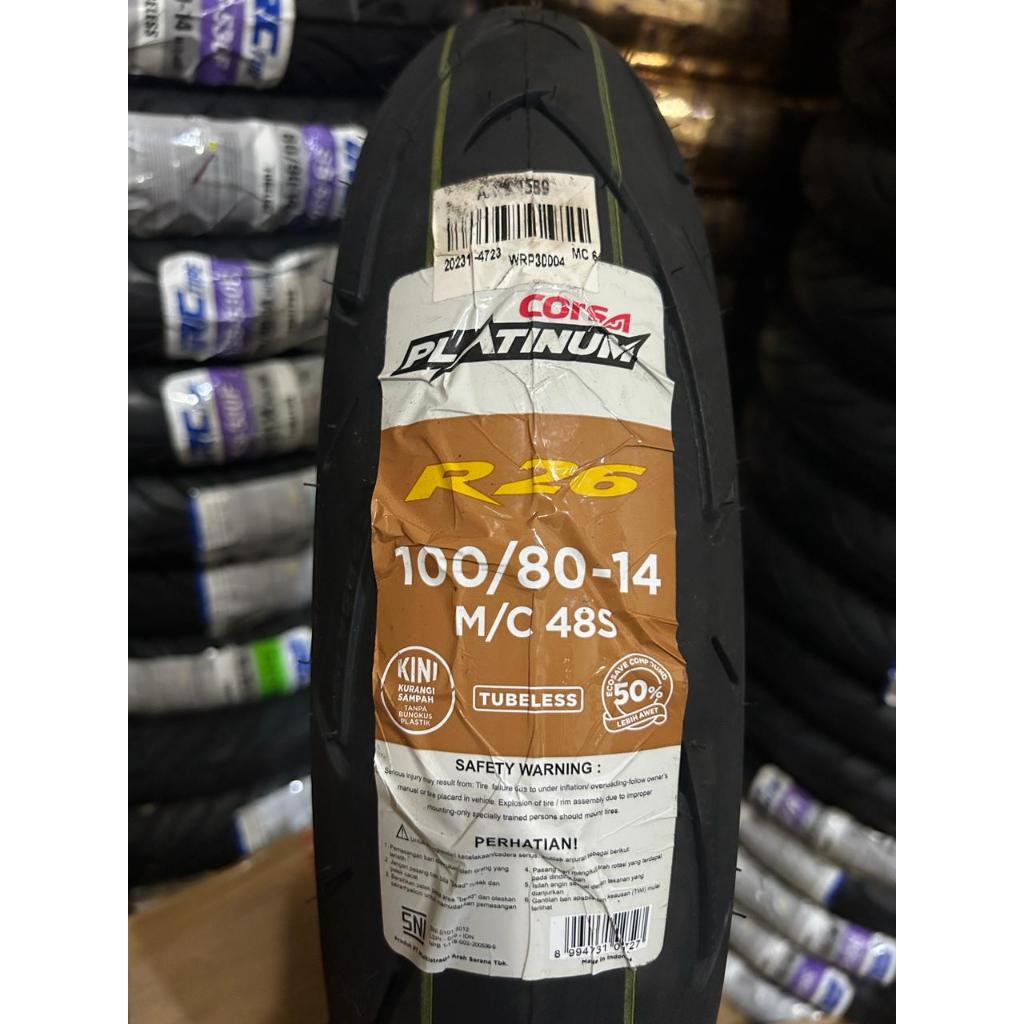 BAN LUAR CORSA PLATINUM R26 RING 14 100/80-14 TUBLES