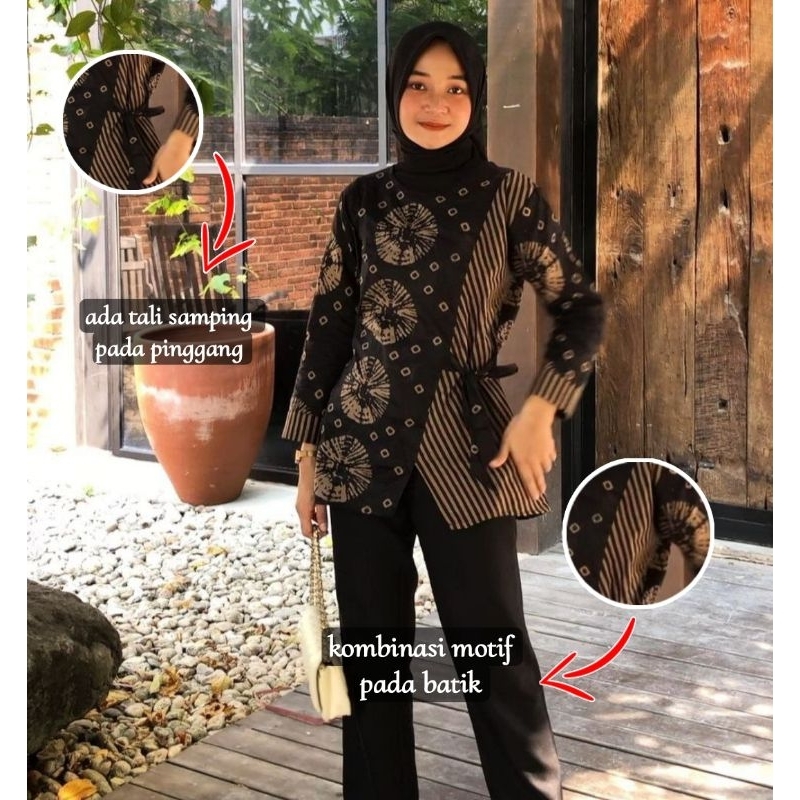 BAJU BATIK WANITA MODERN MONALISA GENES M,L,XL asli PEKALONGAN || jumputan