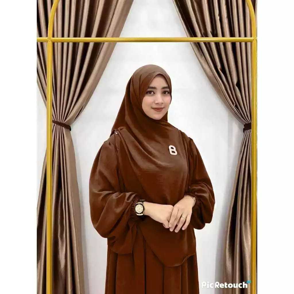 Gamis Syar'i Asy Syifa Gamis Set Hijab Syar'i Abaya Set hijab Pashmina Gamis kondangan Krinkle , Gam