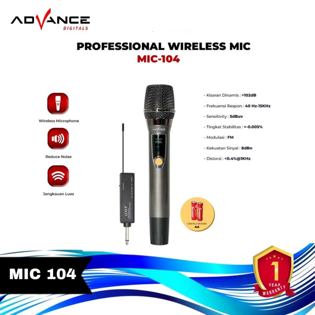 MIC-104 / MIC104 Mic Profesional UHF Wireless Microphone Advance