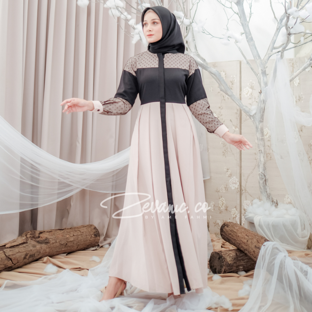 Zevanic.Co - Yumna Maxi Dress Gamis Wanita Tile Brokat Busui Friendly Premium