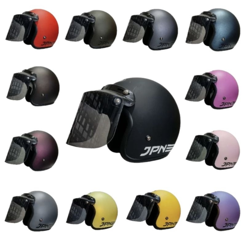 Helm JPN ORIGINAL polos doff kaca datar flat & cembung
