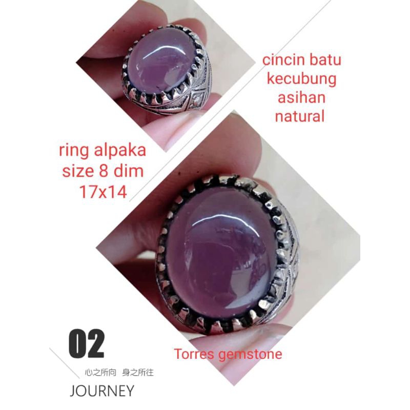 Cincin batu akik lavender/kecubung asihan natural