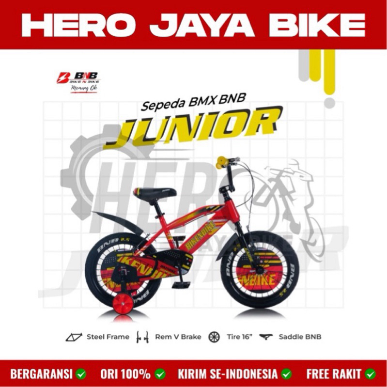 Sepeda Anak Laki BMX BNB JUNIOR Ukuran 16Inch Ban Kecil Rem V-Brake 2.5 Terbaru