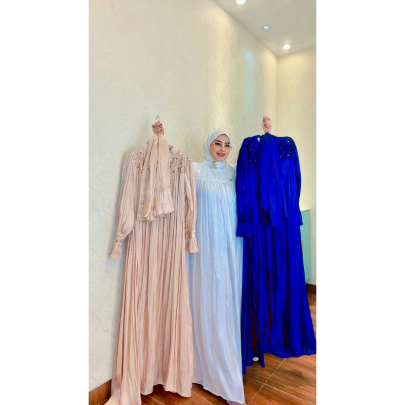 Aleashop | Dress shimerr ALS | ootd kece aleashop set hijab