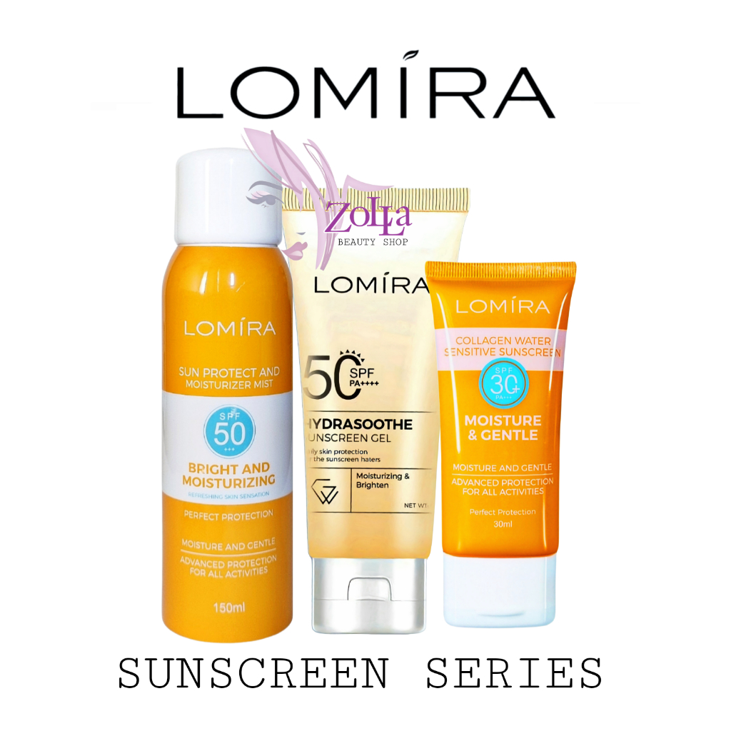 LOMIRA SUNSCREEN SERIES - GEL SPF50 SPF30 MIST SPF 50 - BPOM - SUNSCREEN LOMIRA - SUN BLOCK LOMIRA -
