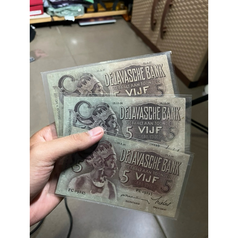 Uang Kuno 5 Gulden Wayang Penjajahan Belanda