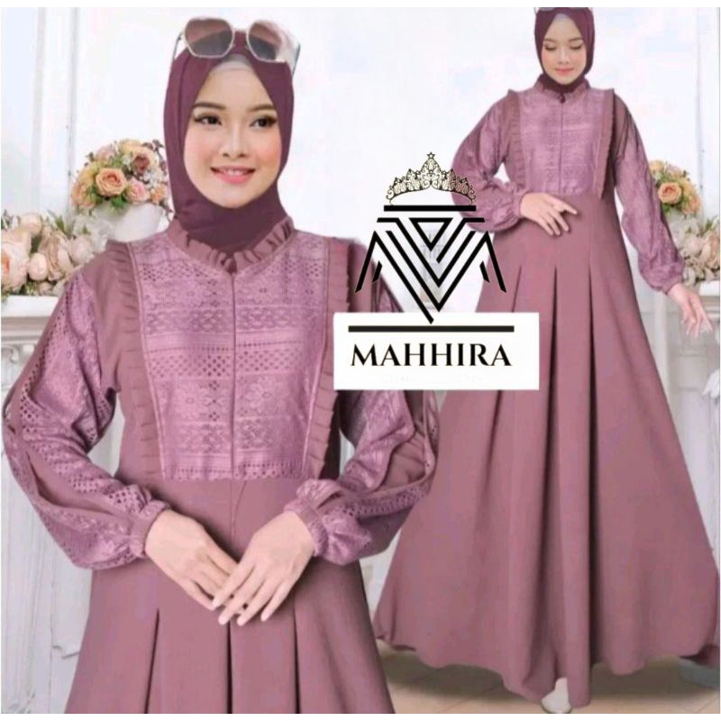 Gamis Agnia Dress Malika Crinkle Airflow Premium Mix Brokat