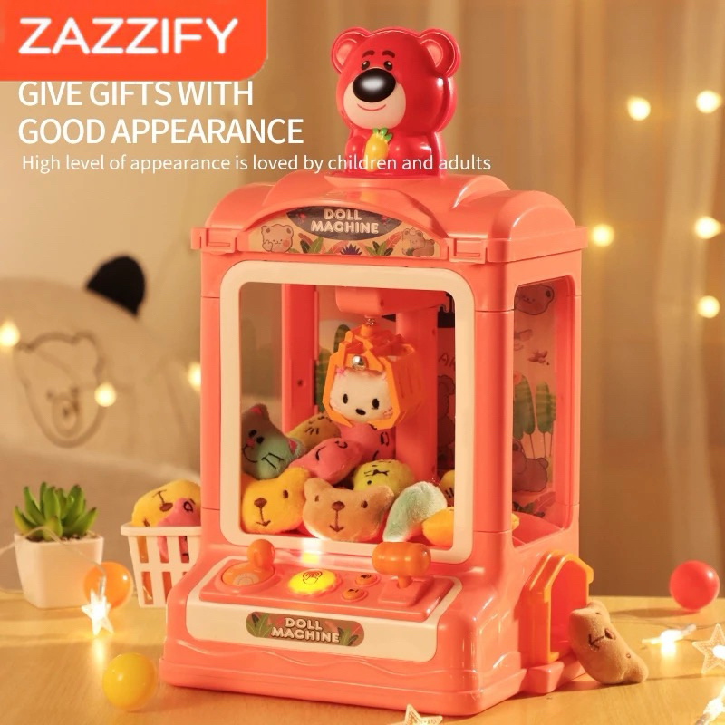 Mainan Mesin Capit Boneka | Mainan Mesin Tangkap Boneka Mesin Cakar dengan Lampu dan Musik Menangkap