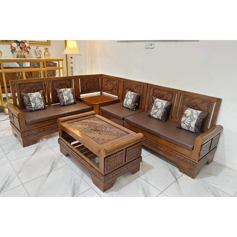 Kursi tamu sudut gelung jati