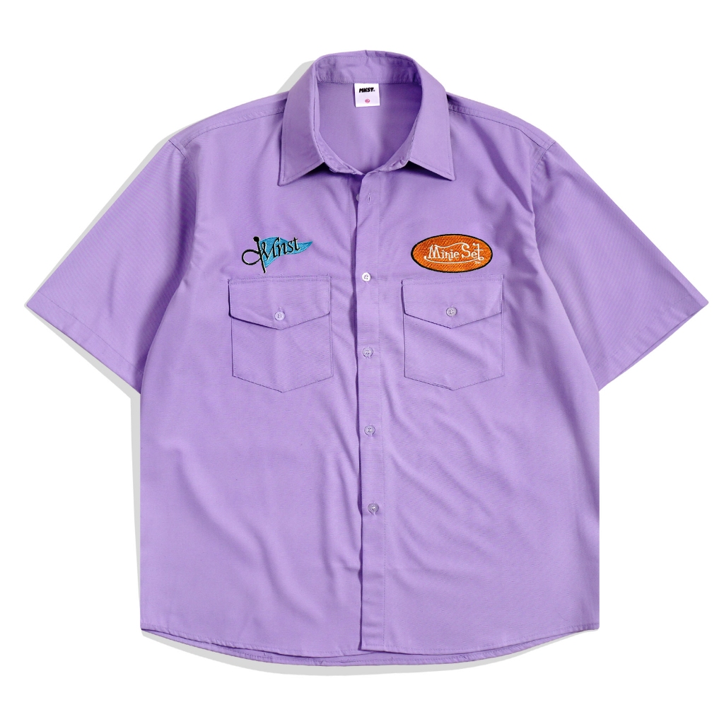 Mnst Workshirt | Kemeja Pendek | Purple | Haruka