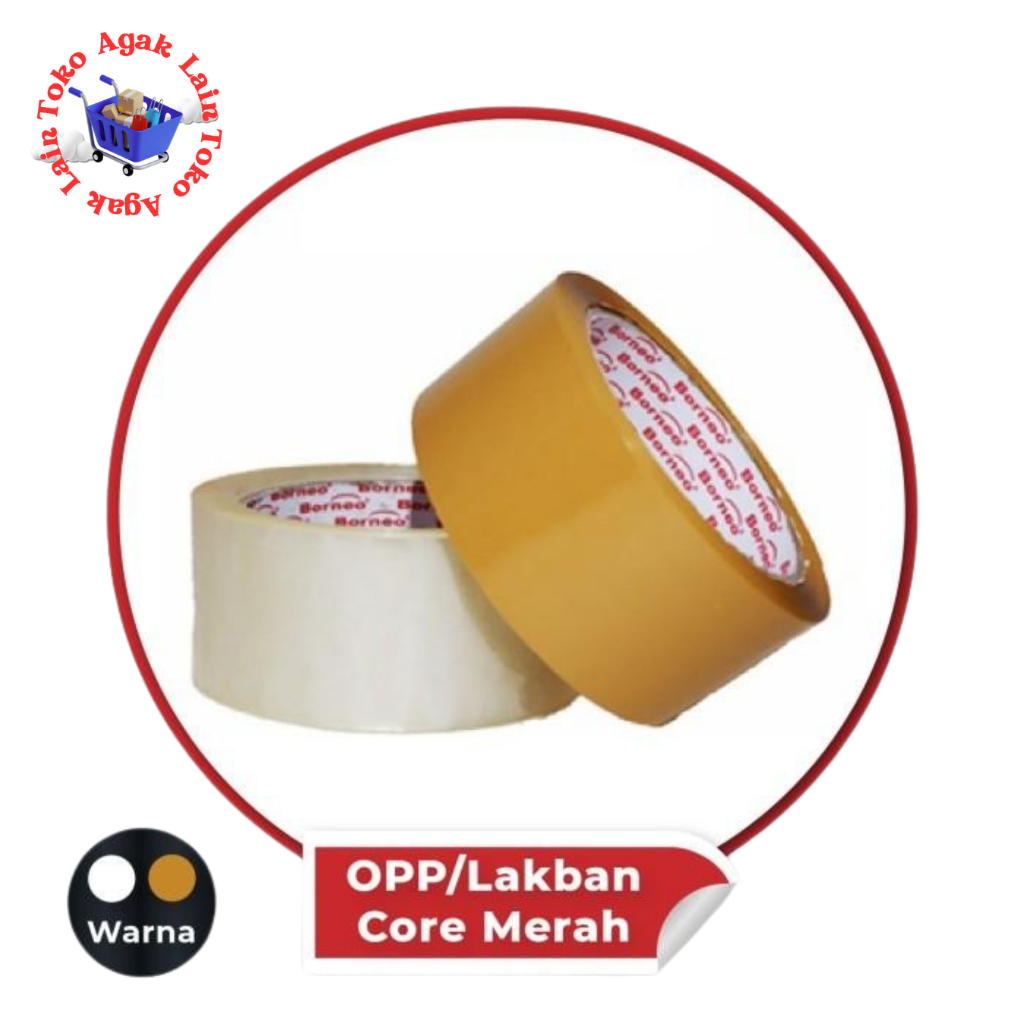 

OPP Tape BORNEO / Lakban BORNEO Bening / Coklat 2 inch per pcs