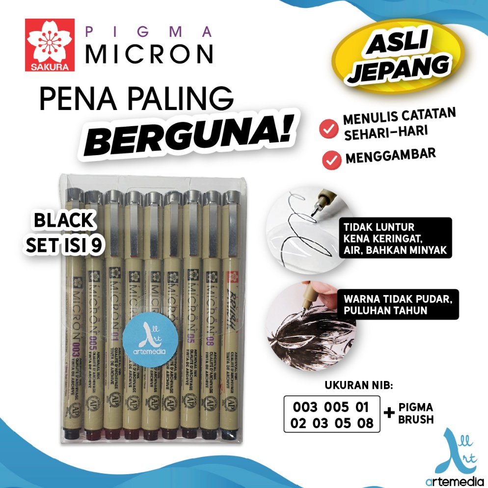 

Best Product Drawing Pen Sakura Pigma Micron Set 9 Pigment Ink Pulpen Gambar 33