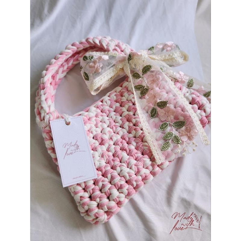 {PO} Custom Crochet Puffy T-shirt Yarn Shoulder Bag