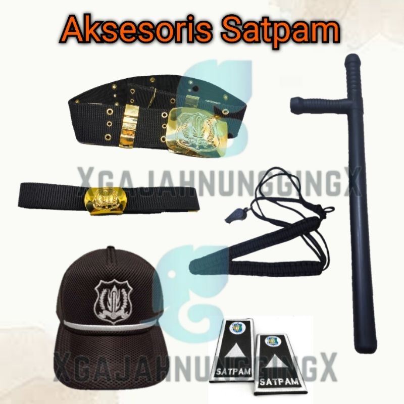 Aksesoris Asesoris Kelengkapan Perlengkapan Satpam security Topi Satpam Kopel Kaleng Sabuk Kecil Pan