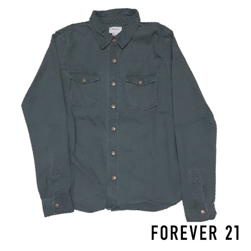 kemeja forever 21 denim army second