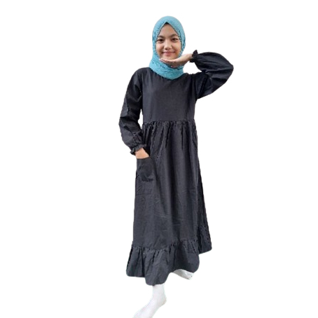 GAMIS ANAK PEREMPUAN 7-11 TAHUN BAJU ANAK PEREMPUAN MUSLIM LEBARAN TREND GAMIS DRESS CRINKLE PAKAIAN