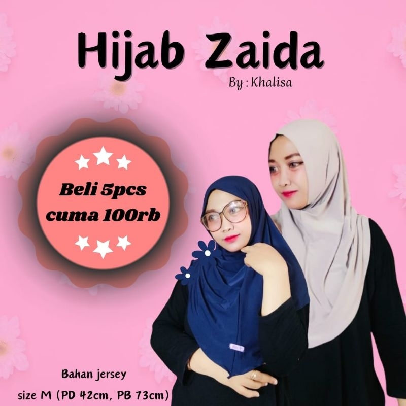 Khimar Hijab Zaida By Khalisa Bergo Sport Voli Olahraga Original Ukuran M Bahan Jersey Non Ped