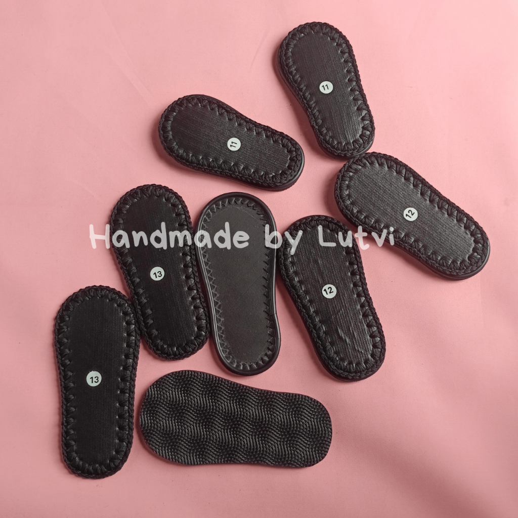 1 pasang sol sepatu/sandal bayi siap rajut | sol rajut bayi | sol karet rajut | bahan sepatu rajut |