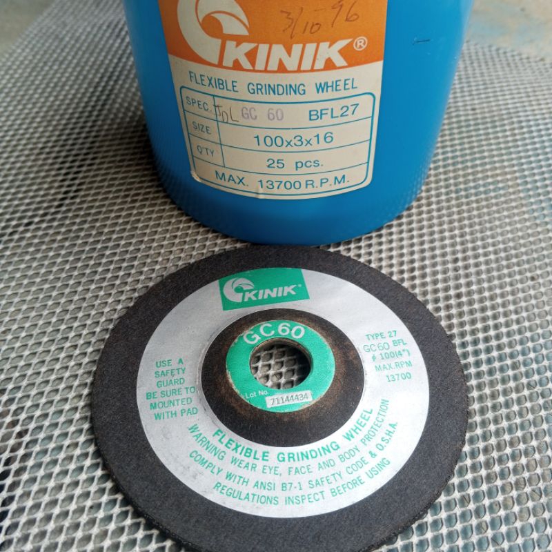 KINIK 4" GC 60 Batu Gurinda Flexible Grinding Wheel Kaca Keramik
