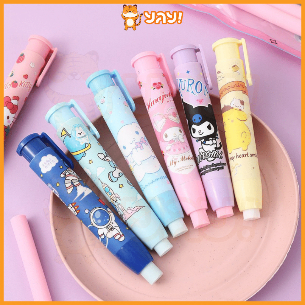 

YAY! Penghapus pensil mekanik refill 1 set / penghapus pensil karakter sanrio /mechanical eraser lucu