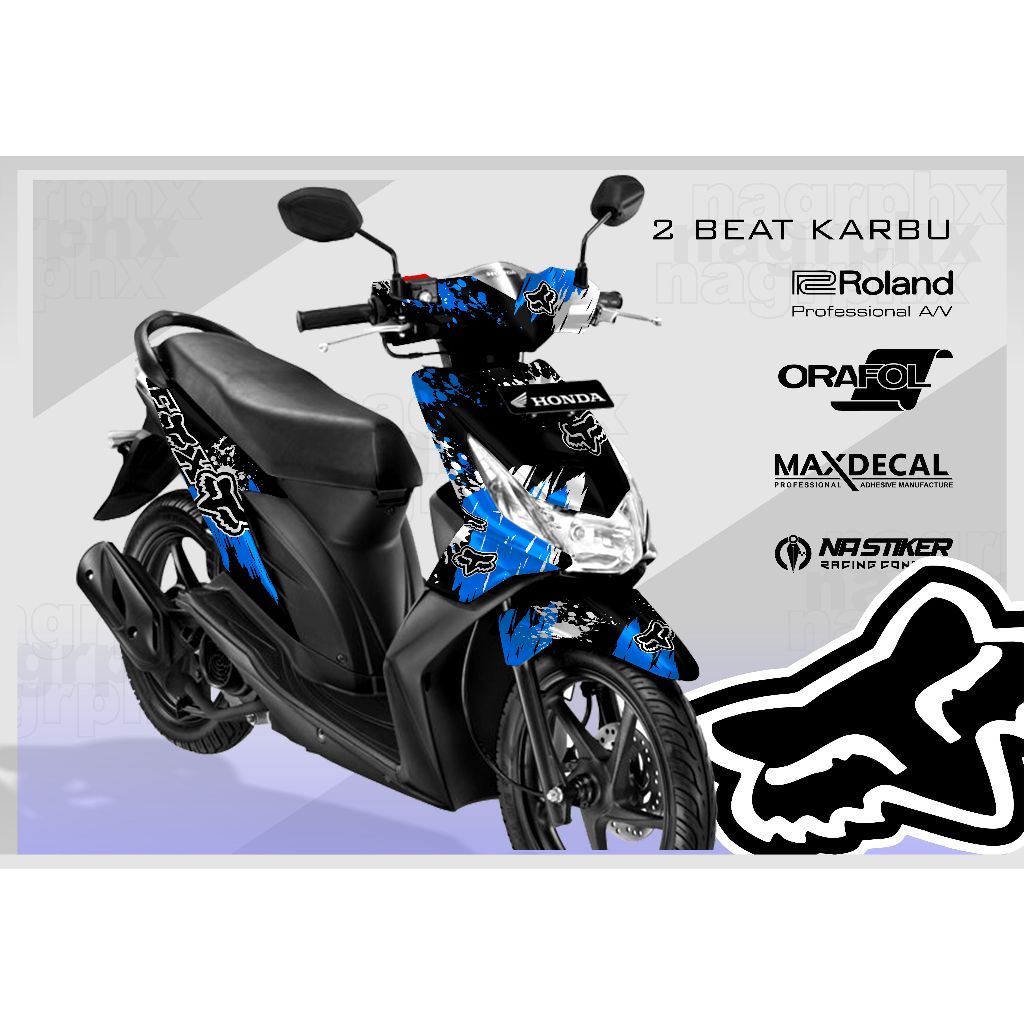 Stiker Decal Full Body Motor Beat Karbu / Stiker Decal Beat Karbu Motif Racing keren