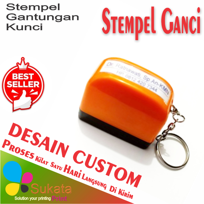 

Stempel Nama Gantungan Kunci Sudah Terisi Tinta Stenpel Custom
